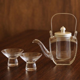 Glass Pitcher for Hot And Cold Drinks, "CHIRORI", Silver (square) SET + Sake Glasses