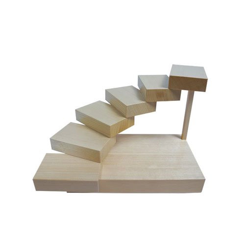 wooden staircase food display