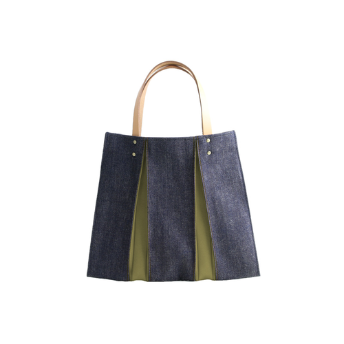 KOSHO ougi Canvas and Denim Tote Bag CH, Olive (small)