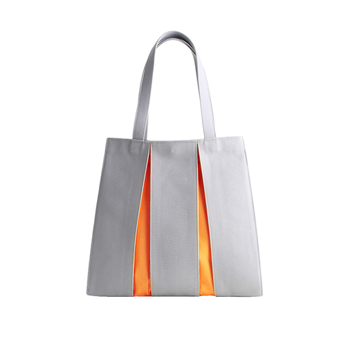 KOSHO ougi Canvas Tote Bag MH, Light Grey/Orange M