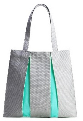 KOSHO ougi Canvas Tote Bag, MH Light Grey/Emerald Green M