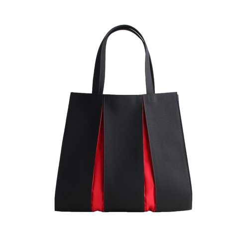 KOSHO ougi Canvas Tote Bag, L Red/Black Large
