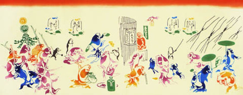 Rienzome Tenugui Cloth with Colorful Goldfish (353)