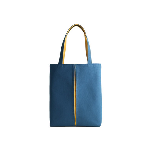 KOSHO ougi pleats Canvas Tote Bag M, Blue/Yellow