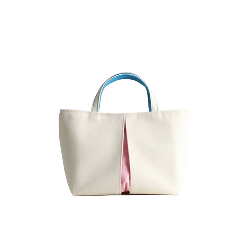 KOSHO ougi pleats Canvas Tote Bag YS, Ivory/Pink