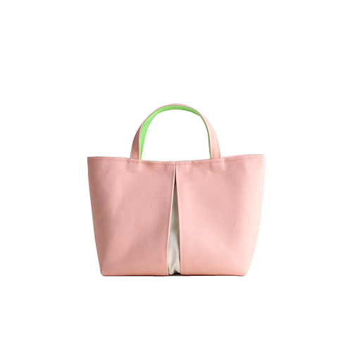 KOSHO ougi pleats Canvas Tote Bag YS, Pink/Ivory