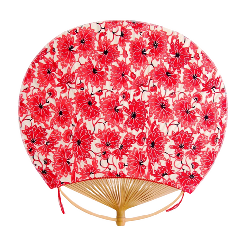 Uchiwa Fan With Yuzen Paper KATAZOME Red