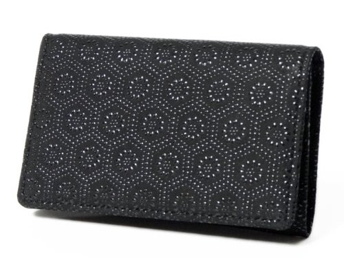 Indenya Business Card Holder 2501 with Tortoise Pattern, Black on Black