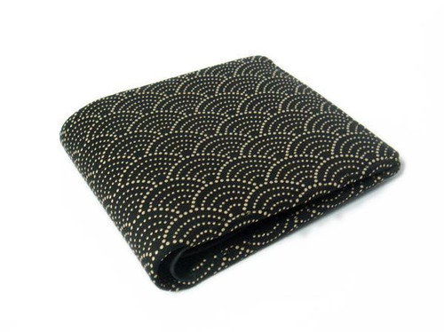 INDENYA Men's Wallet 2003 with Kimono Wave Pattern, White on Black