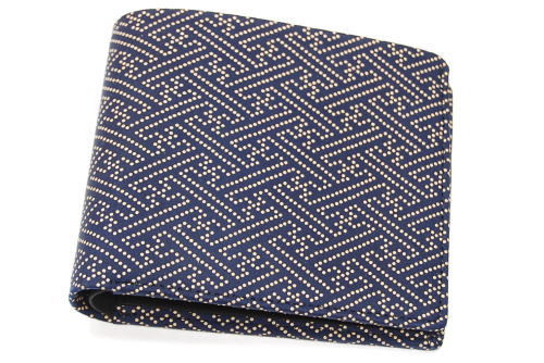 INDENYA Men's Wallet 2003 with Saya Kimono Pattern, White on Blue