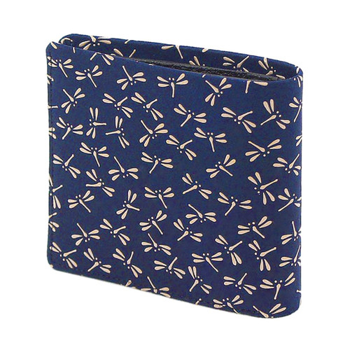 INDENYA Men's Wallet 2003 with Dragonfly Pattern, White on Blue