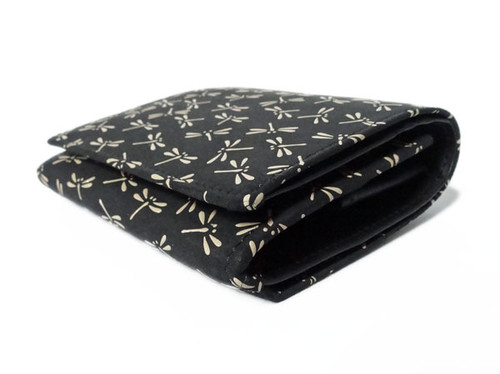 INDENYA Compact Women's Purse 2204 with Dragonfly Pattern, White on Black
