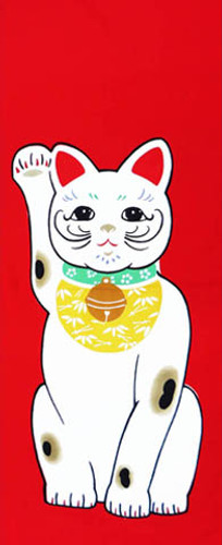 Rienzome Tenugui Winking Maneki Neko Cat (360)