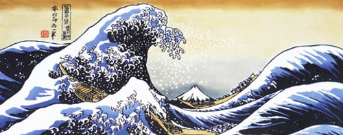 Rienzome Tenugui HOKUSAI "Mount Fuji & The Great Wave of Kanagawa" (444)