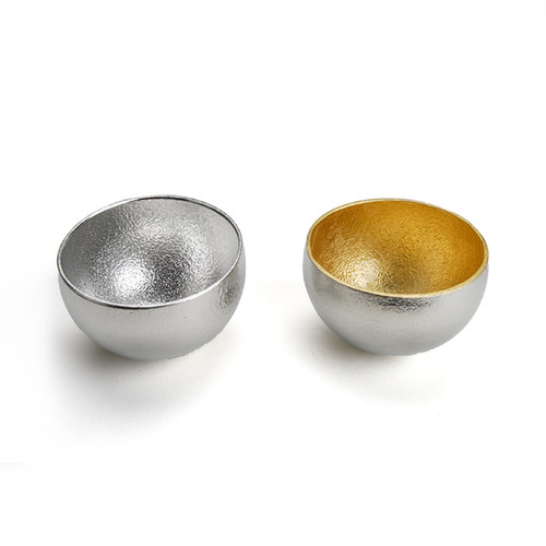 100% Tin Sake Cup "KUZUSHI YURE" (with Gold Leaf)