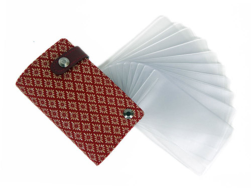 INDENYA Credit Card Holder 2521 Chrysanthemum Grid White on Red