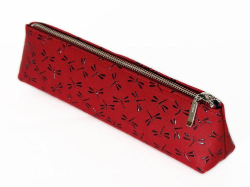 INDENYA Pen Case 4604, Dragonflies Black on Red