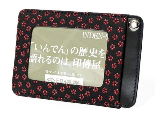 INDENYA ID Card Holder 2525, Sakura Red on Black