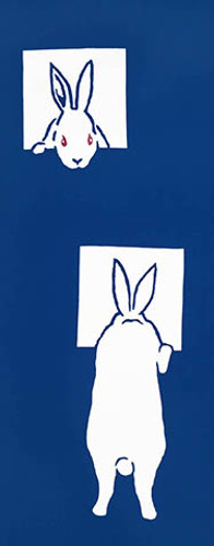 Rienzome Tenugui Cloth with Hide and Seek Bunny (410)