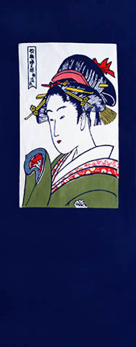 Rienzome Tenugui Cloth with Ukiyo-e Pattern of a young lady (304)