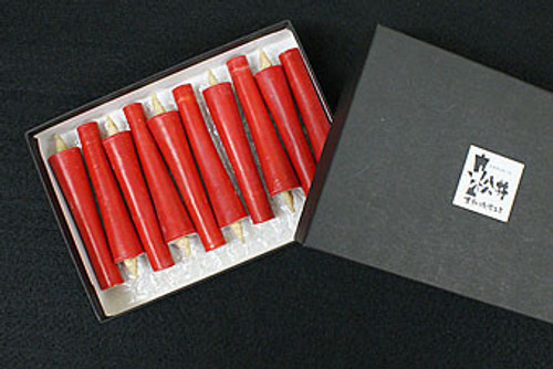 Japanese Handmade Candle Set Ikari, 10 Candles, Red