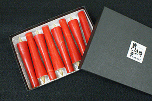 Japanese Handmade Candle Set??Ikari, 8 Candles. Red