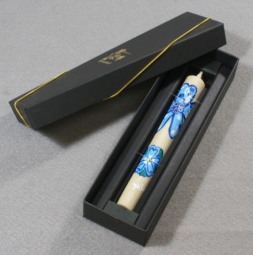 Japanese Handmade Candle with Swarovski 'Happy Cherry Blossom', Blue