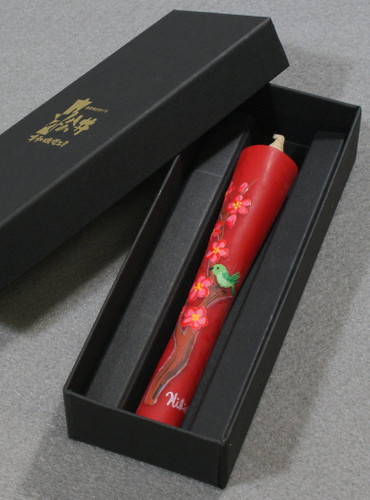 Japanese Handmade Candle with Seasonal Floral Paintings Red February