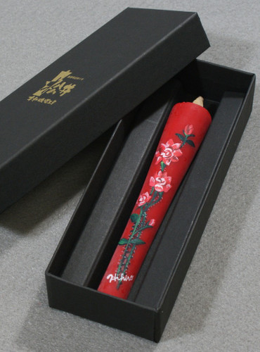 Japanese Handmade Candle with Seasonal Floral Paintings Red June