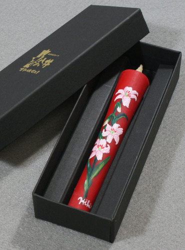 Japanese Handmade Candle with Seasonal Floral Paintings Red July