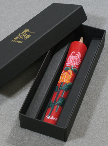 Japanese Handmade Candle with Seasonal Floral Paintings Red November