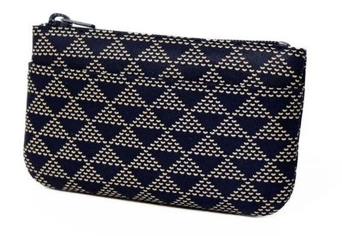 INDENYA Change Purse 1002 with Triangle Pattern, White on Blue