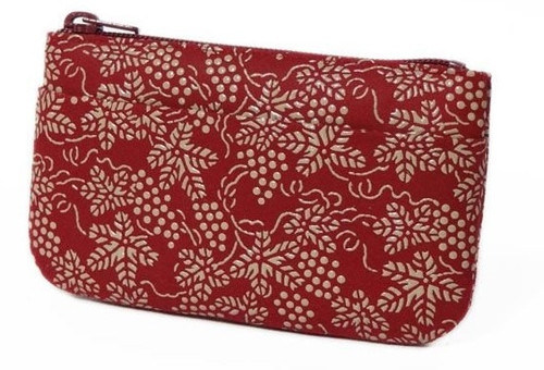 INDENYA Change Purse 1002 with Grape Pattern, White on Red