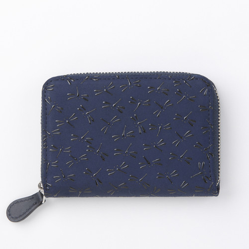INDENYA Compact Purse for Coins & Cards 1012, Dragonflies Black on Blue