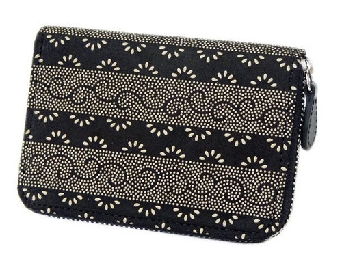 INDENYA Compact Purse for Coins & Cards 1012, Arabesque White on Black