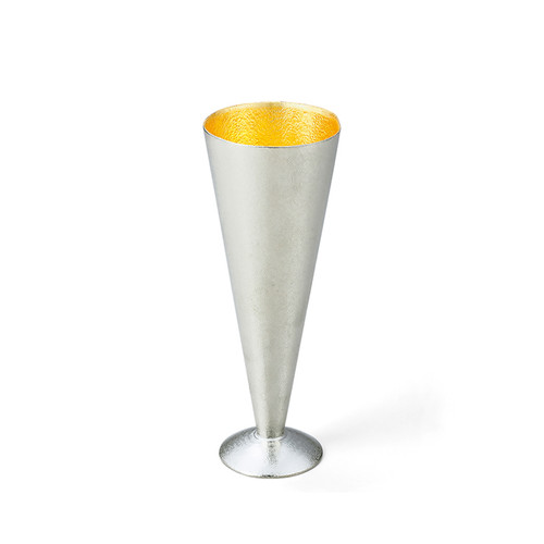 100% Tin Champagne Glass with Gold Leaf