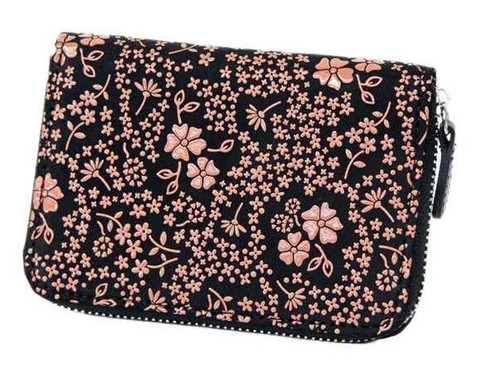 INDENYA Compact Purse for Coins & Cards 1012, American Blue Pink on Black