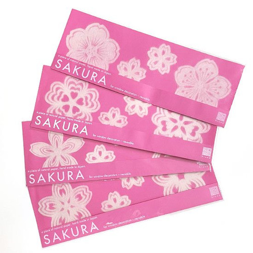 IEDA Reusable Mino Paper Window Decoration Set SAKURA 4 pcs.