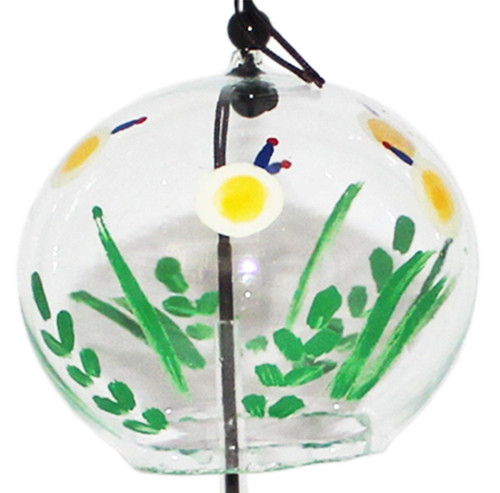 SHINOHARA Handmade Edofurin Glass Wind Chime with Fireflies painting