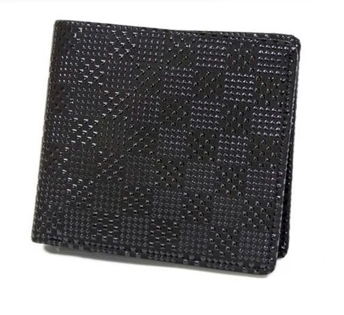 INDENYA Men's Wallet 2003 with Checkered Pattern, Black on Black