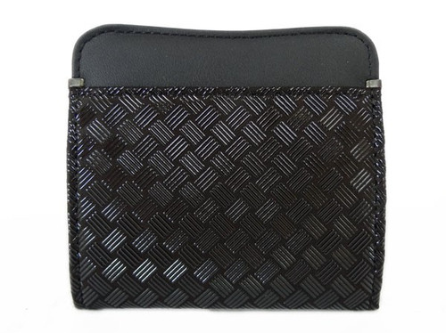 INDENYA Compact Purse 1208 with Tiles Pattern, Black on Black
