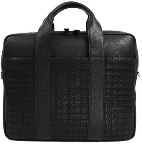 INDENYA Business Shoulder Bag 6609 with Herringbone Pattern, Black on Black