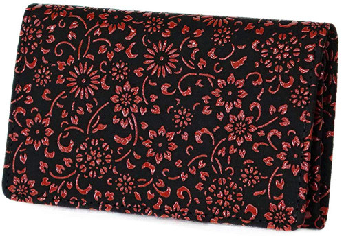 INDENYA Business Card Holder 2501, Chrysanthemum Arabesque Red on Black