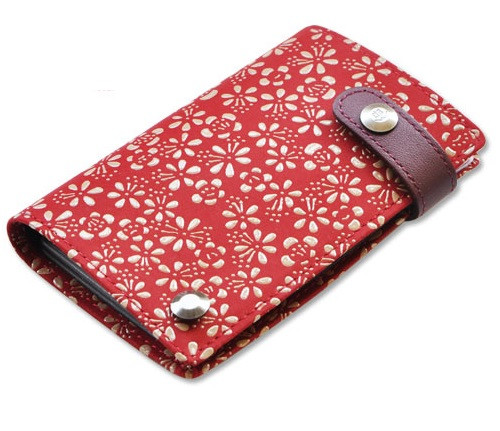 INDENYA Credit Card Holder 2521 Ume Flowers, White on Red