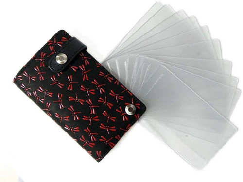 INDENYA Credit Card Holder 2521 Dragonflies, Red on Black