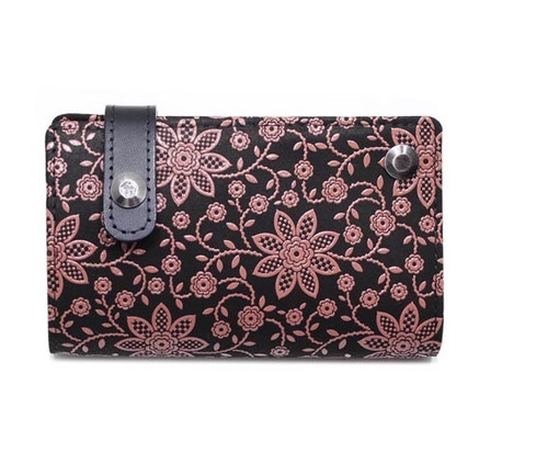 INDENYA Credit Card Holder 2521 Clematis, Pink on Black