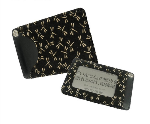 INDENYA ID Card Holder 2525, Dragonflies White on Black