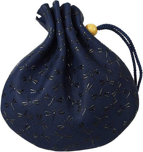 INDENYA Japanese Drawstring Bag 3008, Dragonflies Black on Blue