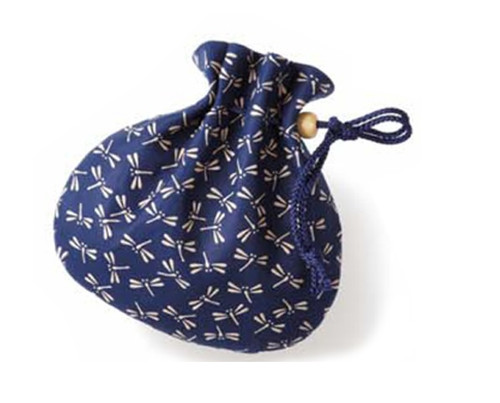 INDENYA Japanese Drawstring Bag 3008, Dragonflies White on Blue