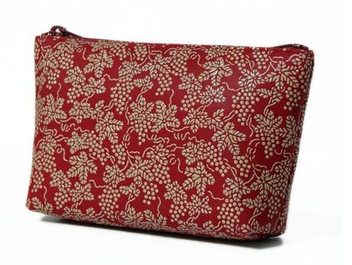 INDENYA Pouch 4405 with Grape Pattern, White on Red